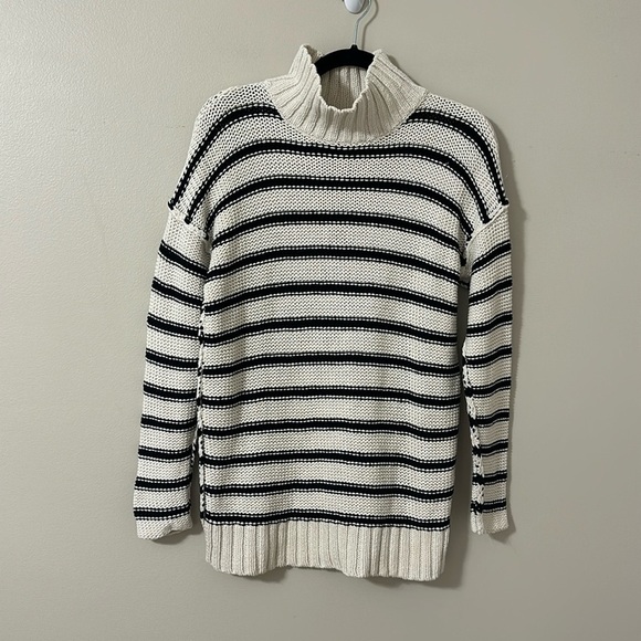 Ralph Lauren Striped Cotton/Linen Mockneck Sweater Medium Preppy Coastal Classic - Picture 1 of 8